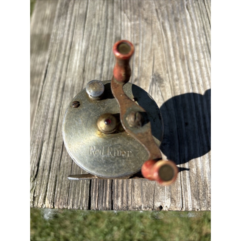 Red River Vintage Casting Fishing Reel - Red Handles, Metal Body